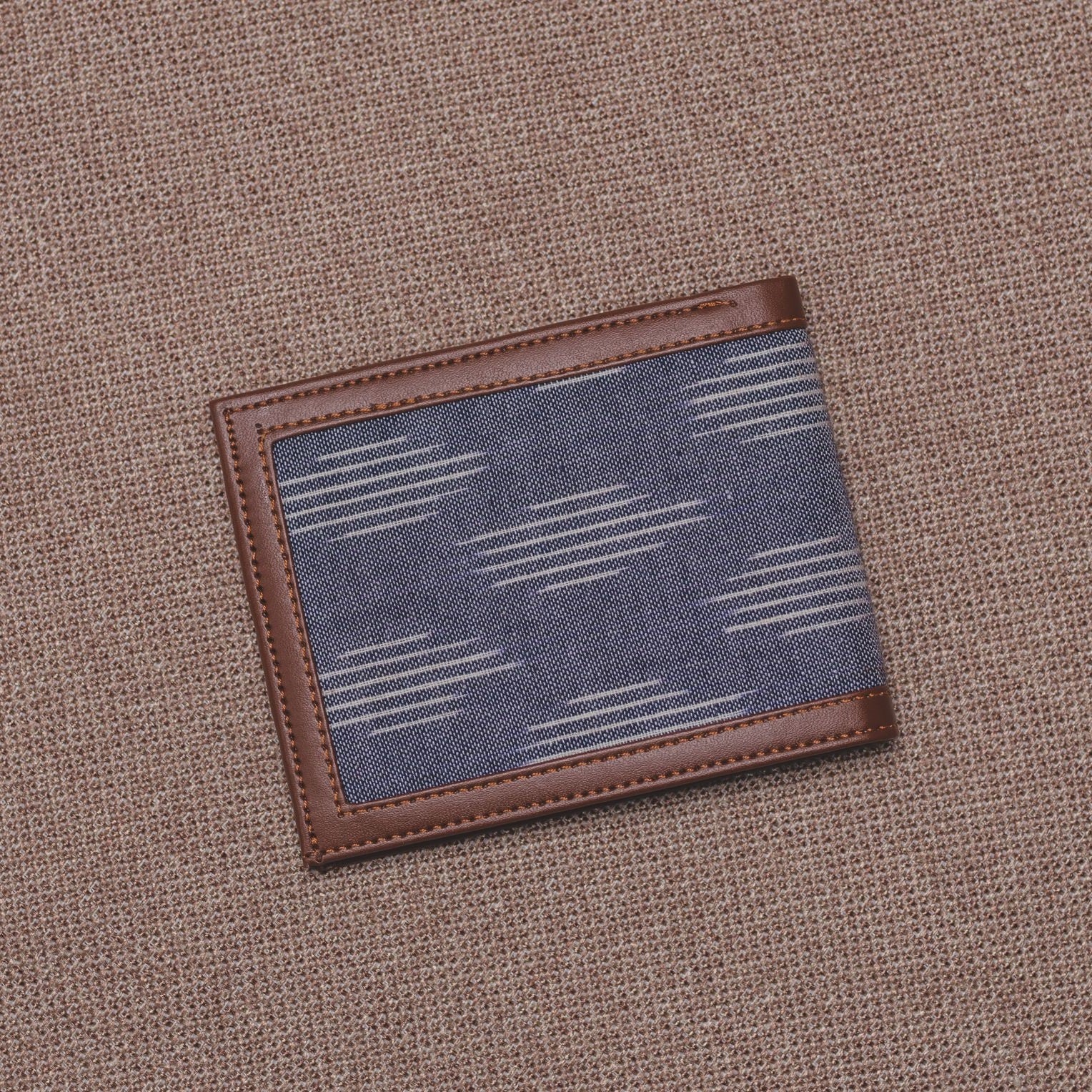 Unisex Pocket Wallet - Ikat Striped Grey