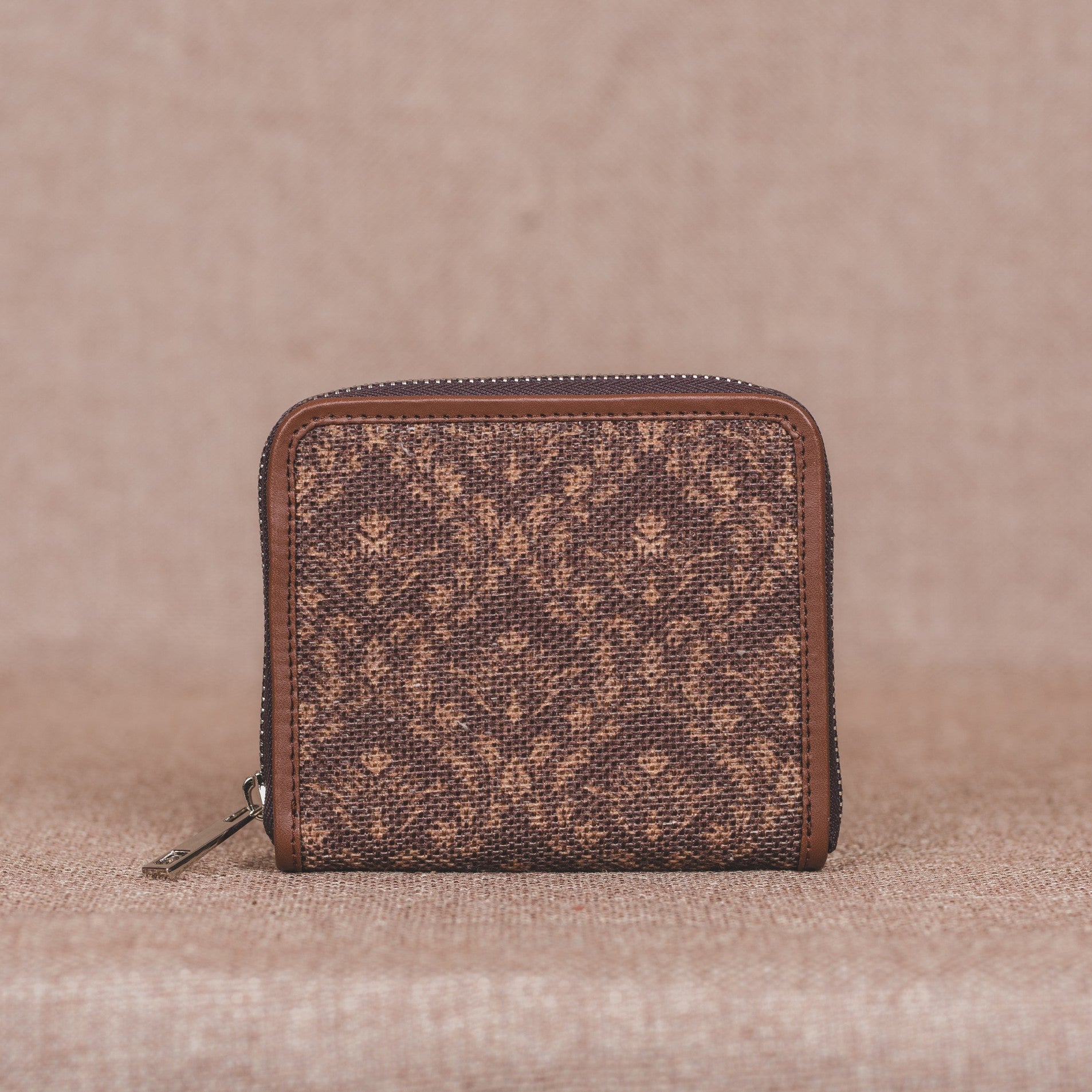 Brown Floral Motif Women's Mini Wallet