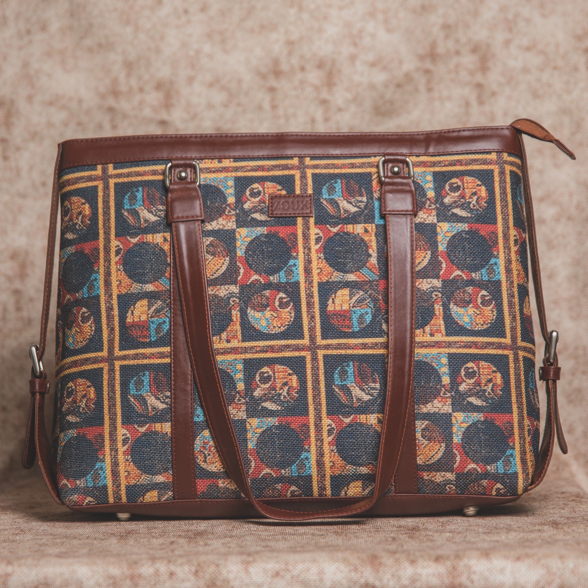 African Art and Umaid Batik - Office Bag & Square Scarves Combo