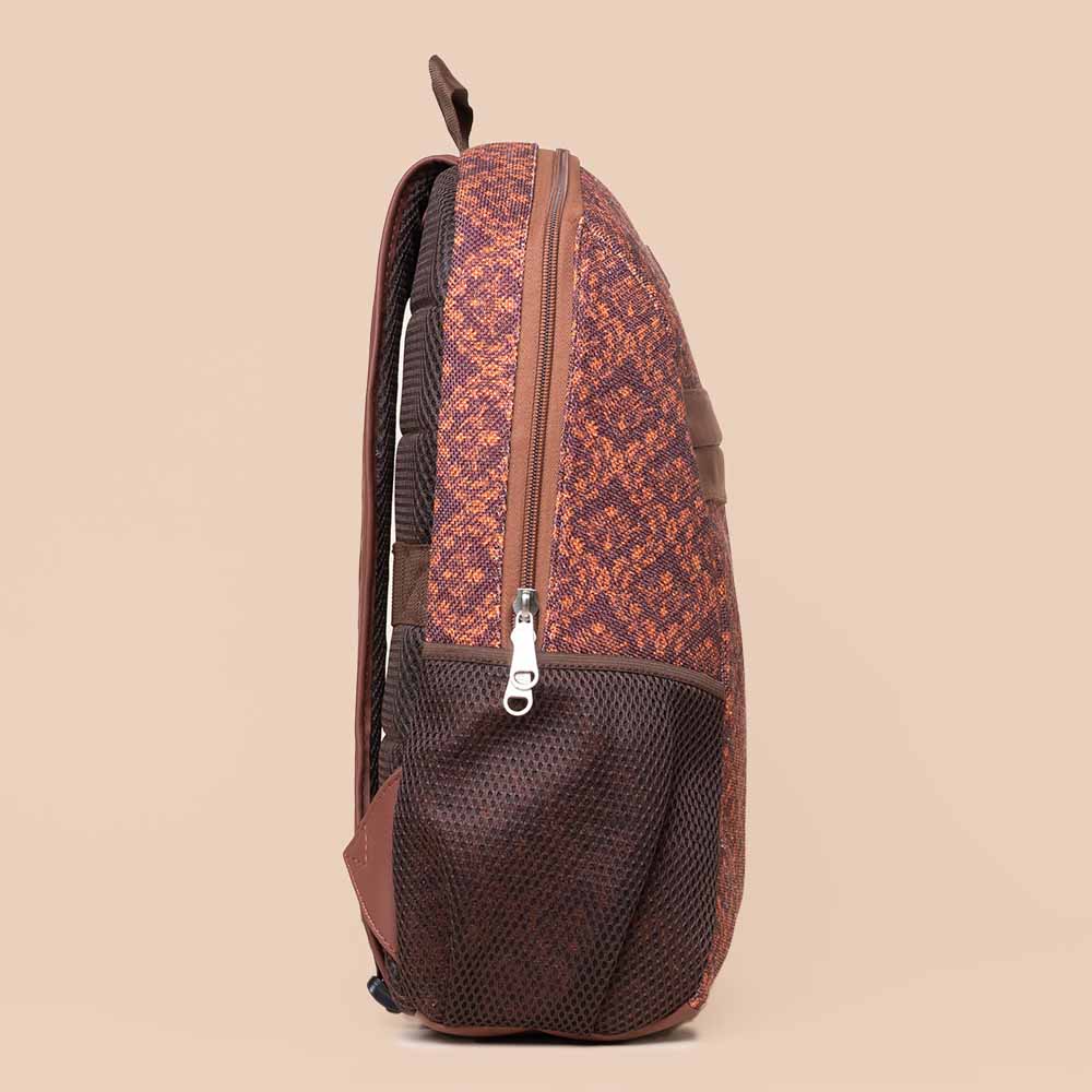 Brown Floral Motif Classic Backpack