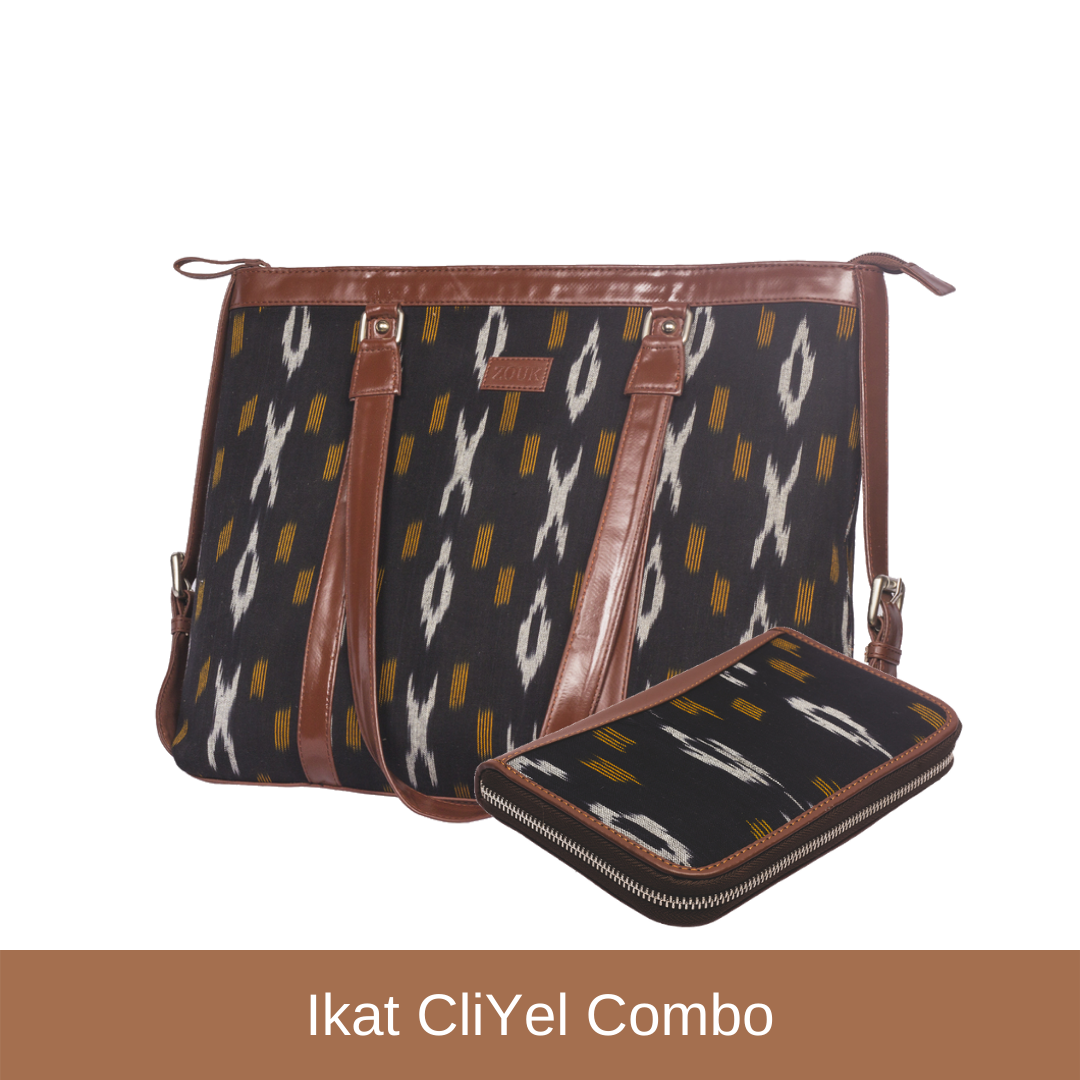 Ikat CliYel - Women's Office Bag & Chain Wallet Combo