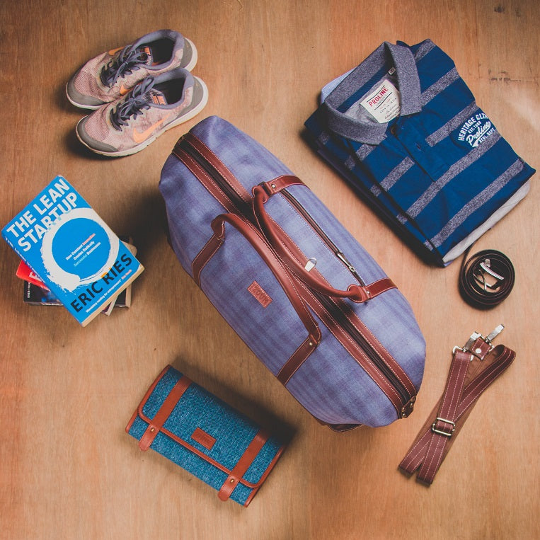 Zouk Checkered Blue Travel Bag
