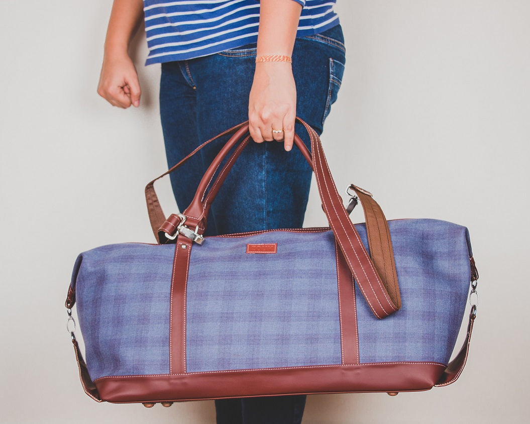 Zouk Checkered Blue Travel Bag