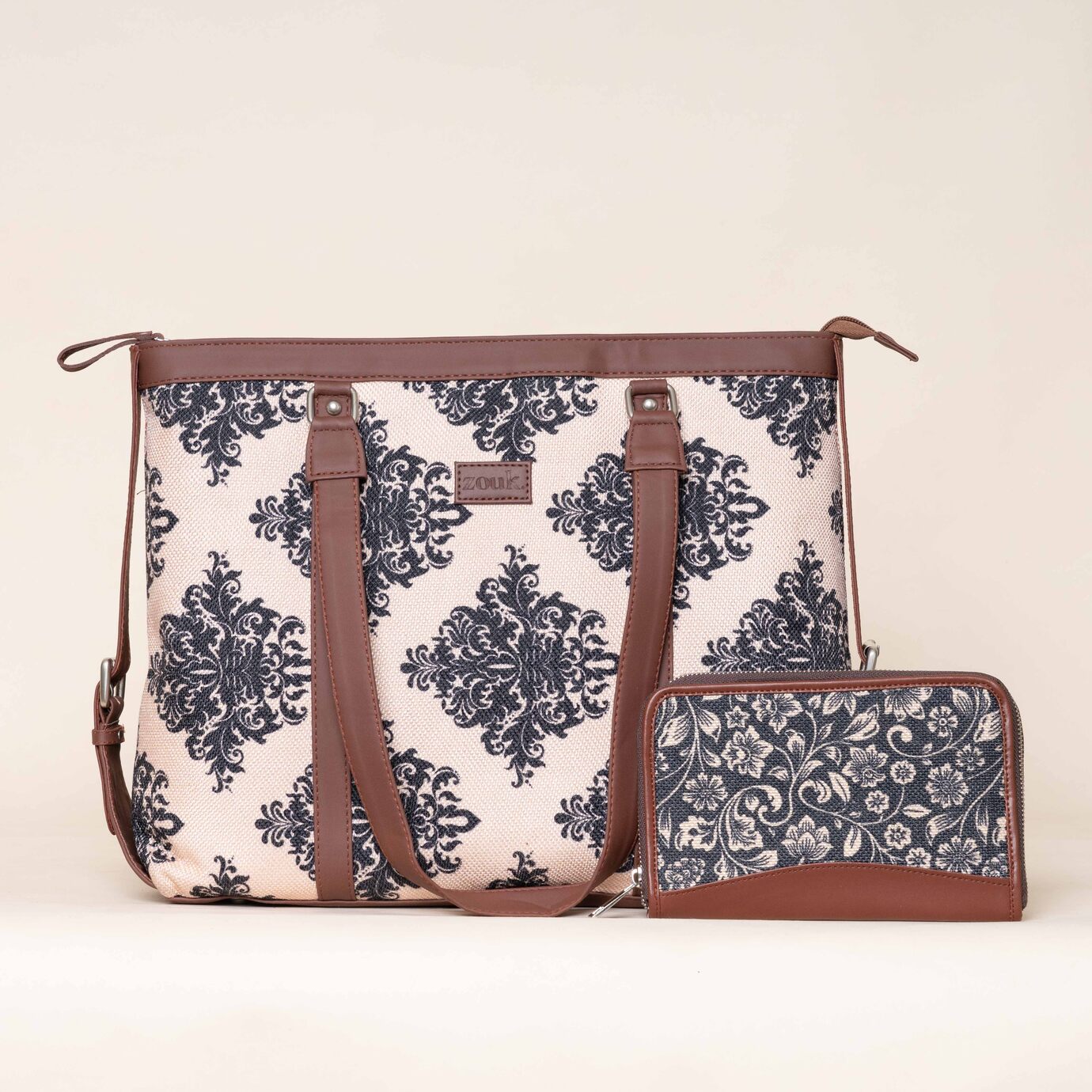 Mughal Motif and Flomotif - Office Bag & Chain Wallet Combo