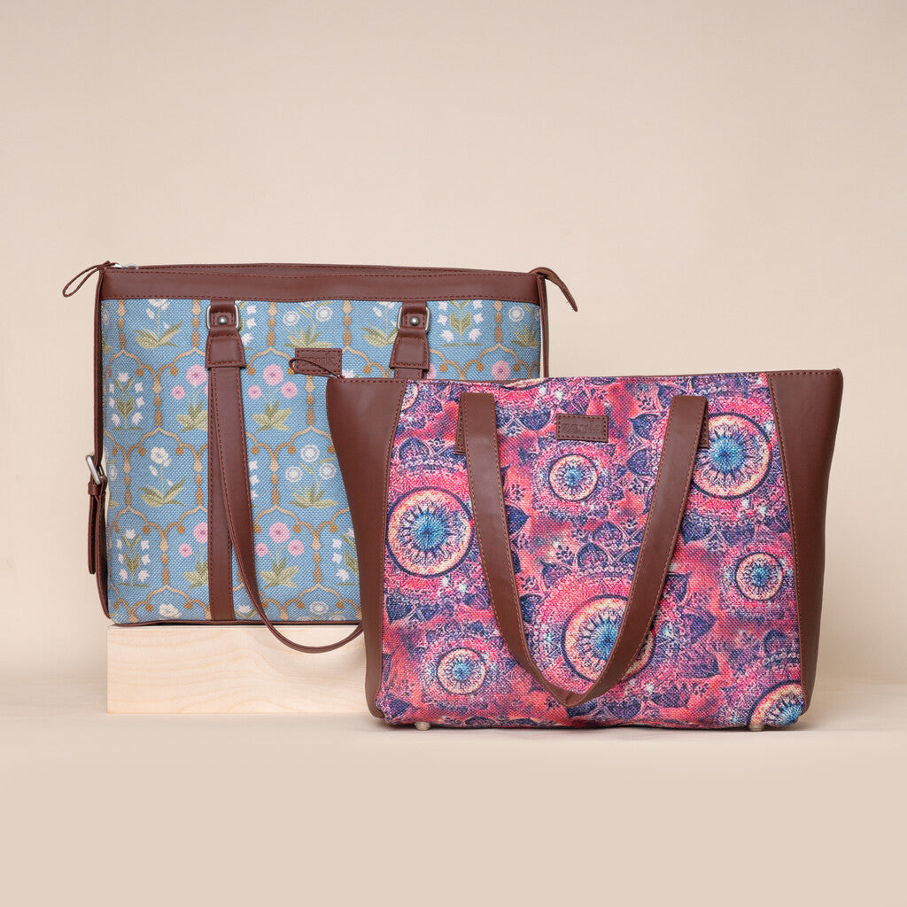 Jaipur Fresco & Space Chakra - Office Bag & Side Tote Bag Combo