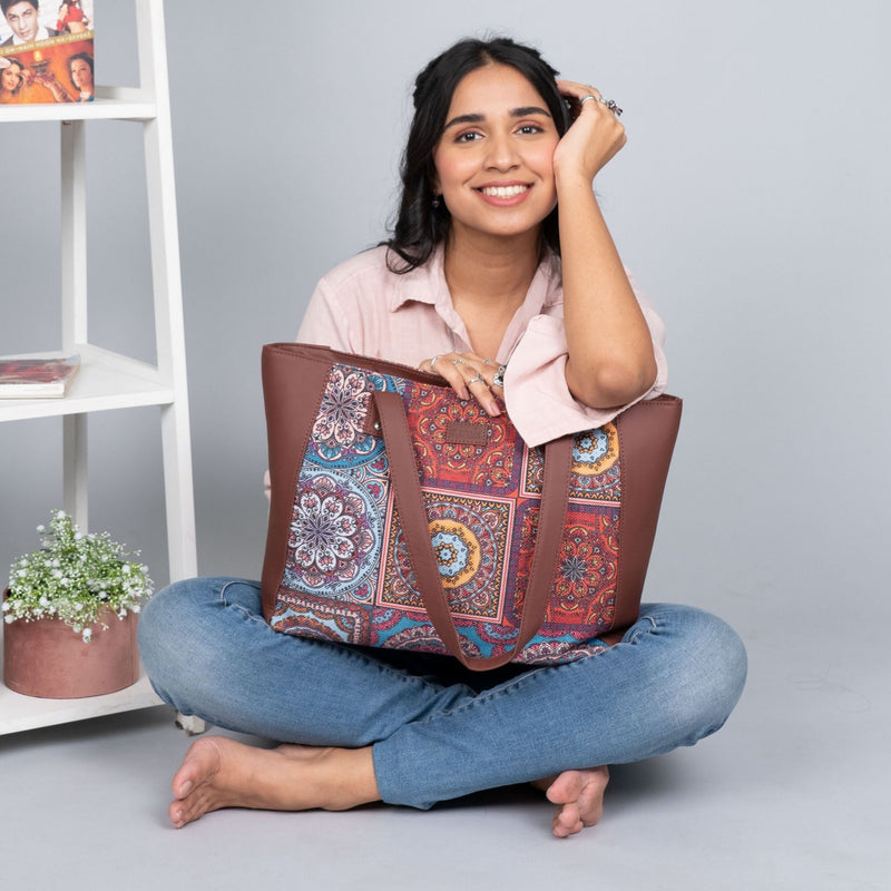 Multicolor Mandala Print Side Tote Bag – Zouk