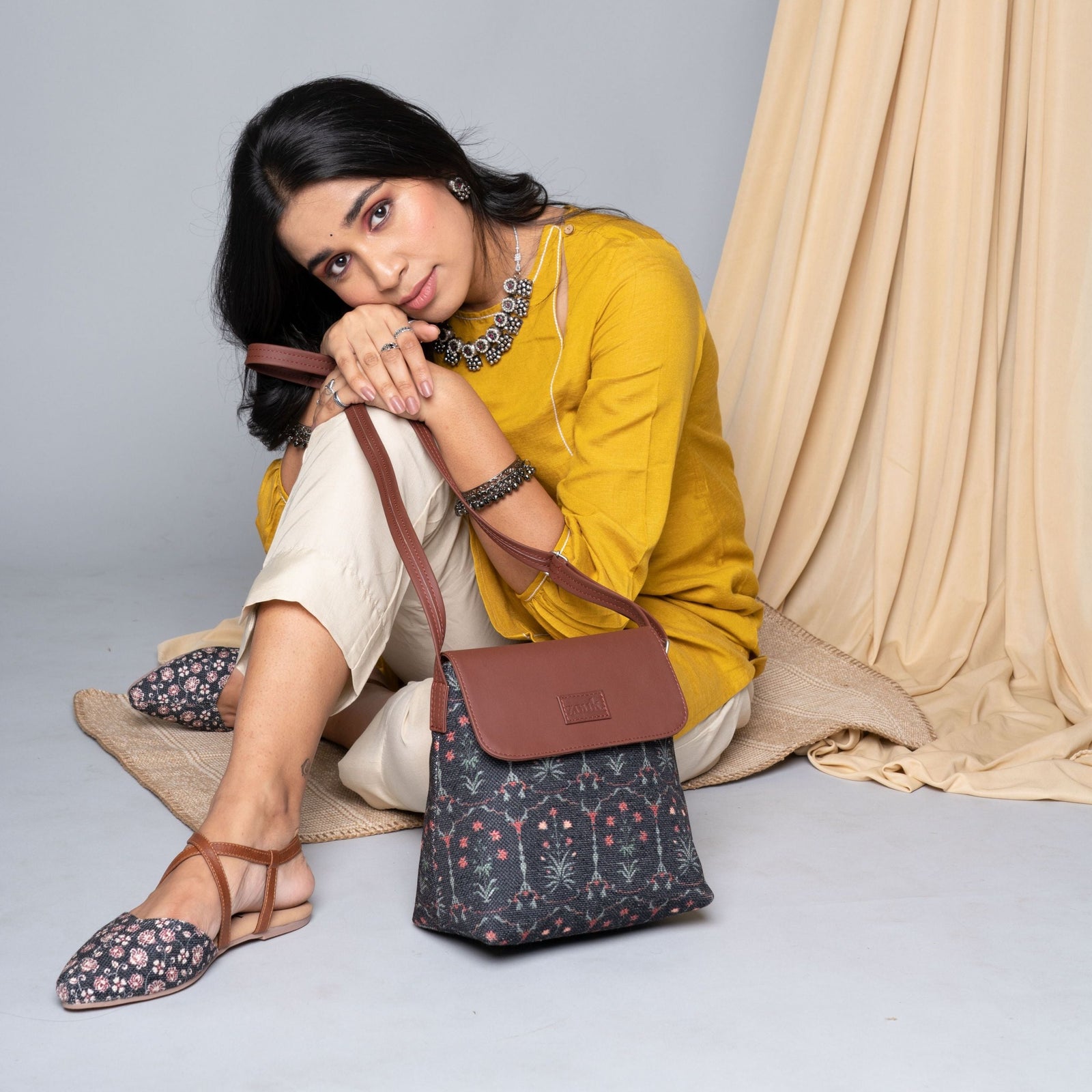 Mulmul Tara Navy Flap Bag