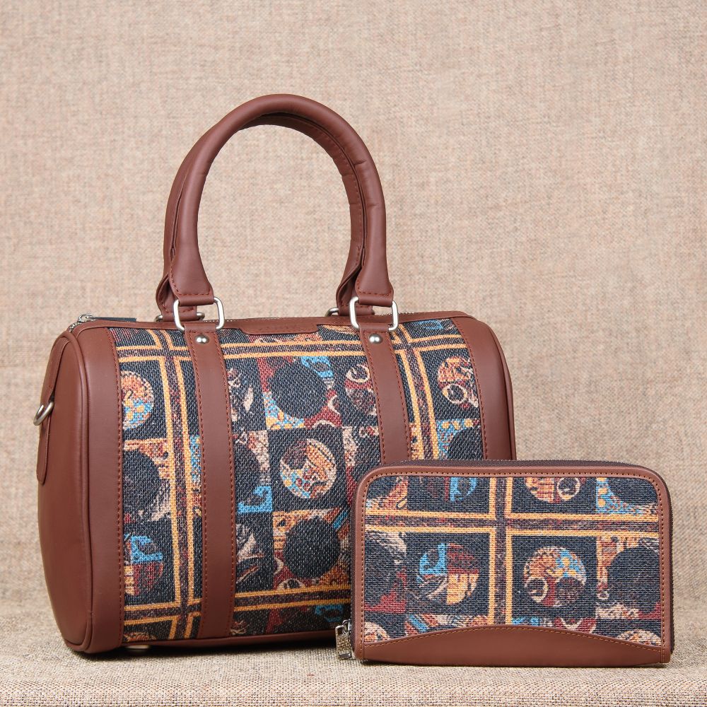 African Art - Handbag & Chain Wallet Combo