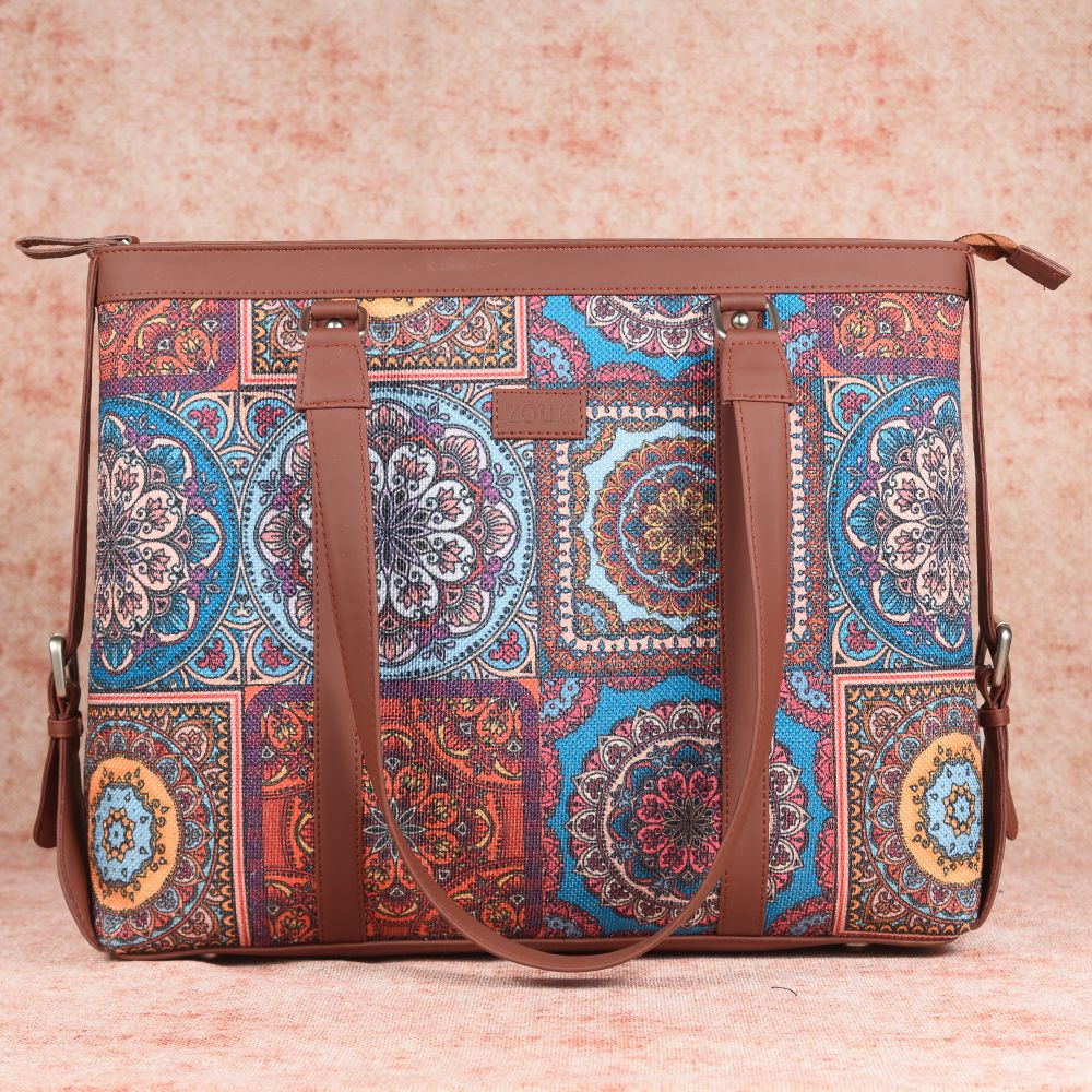 Buy ZOUK Women's Vegan Handcrafted Sheesh Mahal Jaali Motif and Mughal Art  Multicolor- Office Bag Combo at Amazon.in
