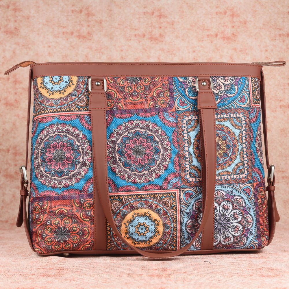 Multicolor Mandala Print - Office Bag & Classic Zipper Wallet Combo