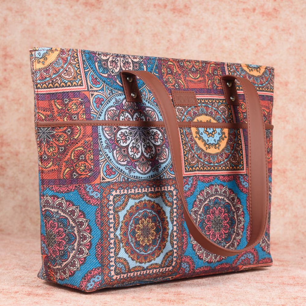 Multicolor Mandala Print Tote Bag