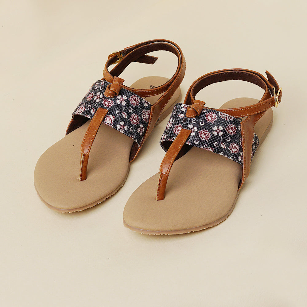 Luna | Floral Women Shoes | Nude Threadwork Jutti - Coral Haze