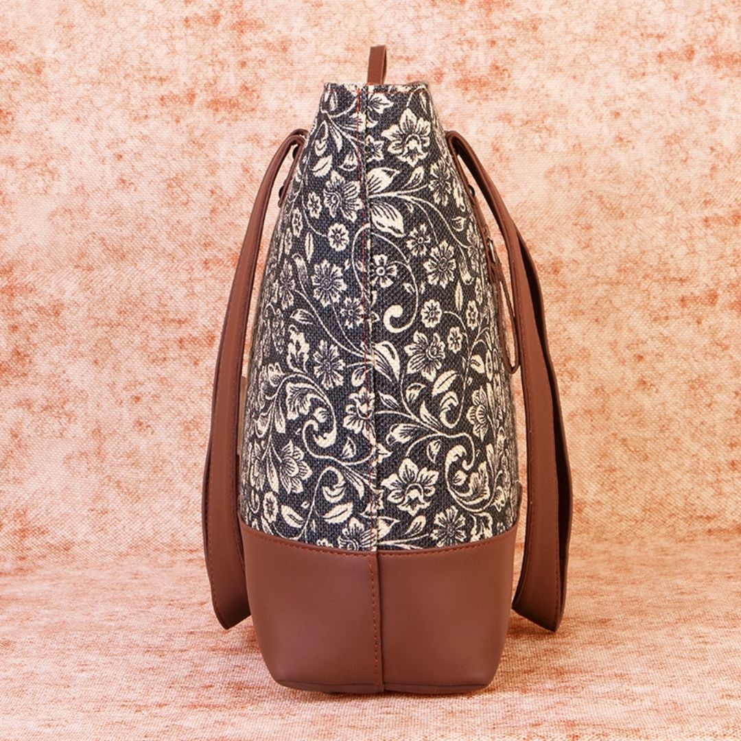 Paisley Print & FloMotif - Office Bag & Shoulder Tote Bag Combo