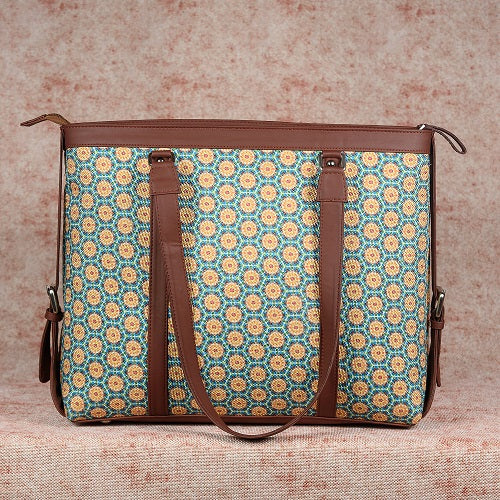 Honeycomb Summer and  Mughal Garden - Office Bag & Chain Wallet Combo
