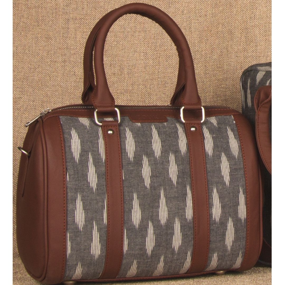 Ikat Striped Grey Handbag
