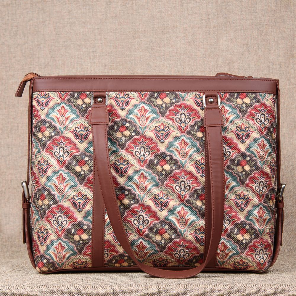 Mughal Art Multicolor and WavBeach - Office Bag & Chain Wallet Combo