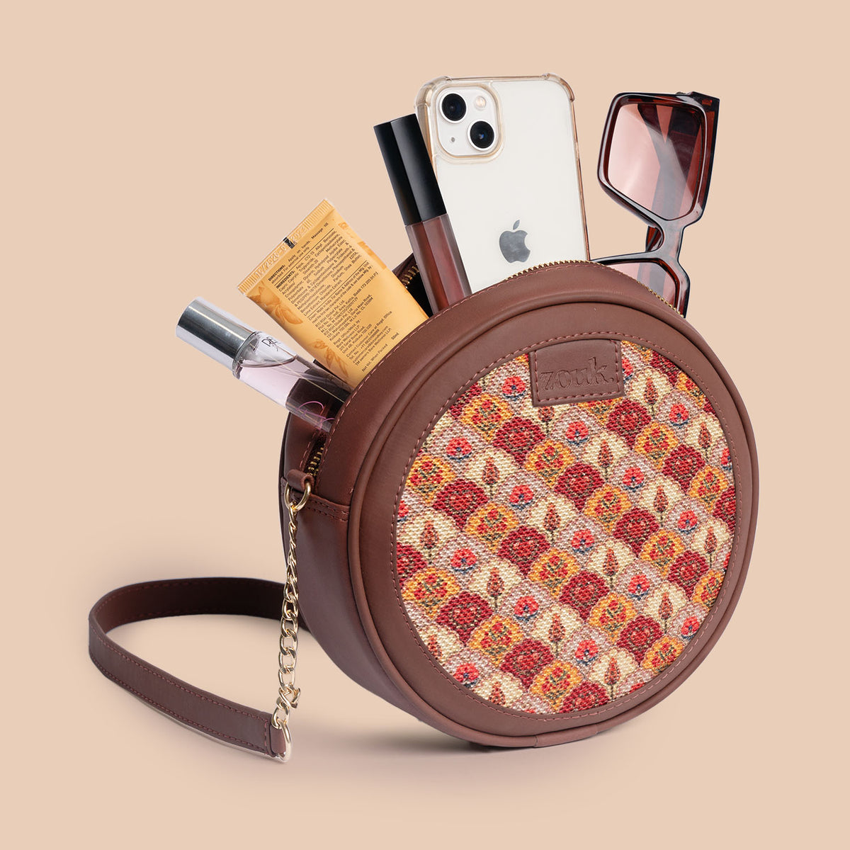 Patiala Florals Round Sling Bag