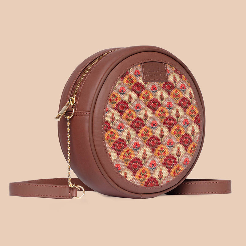 Patiala Florals Round Sling Bag