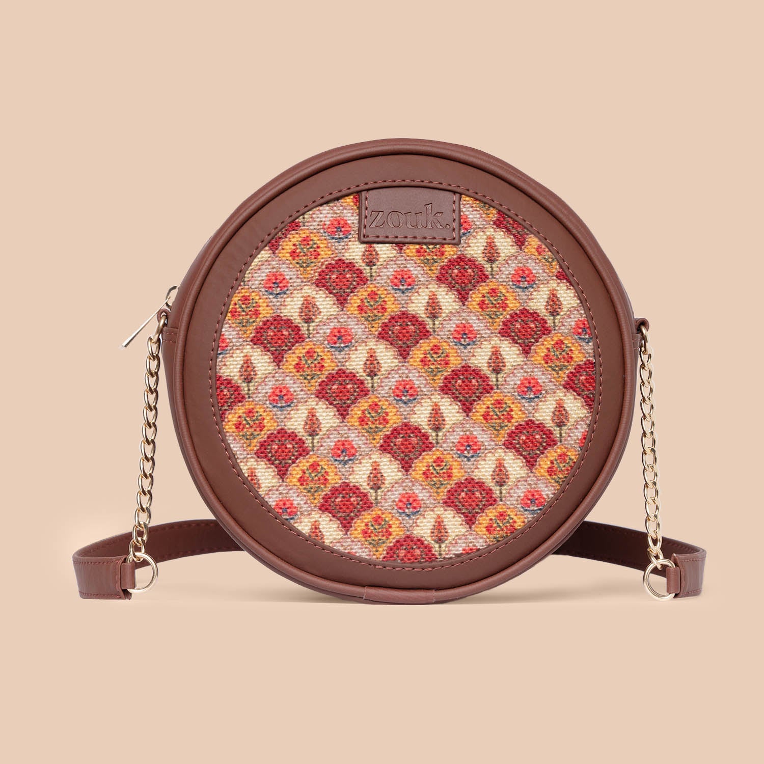 Patiala Florals Round Sling Bag