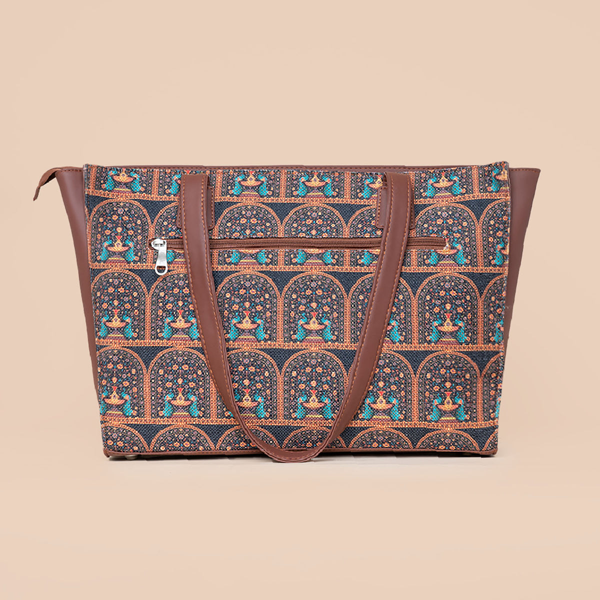 Royal Indian Peacock Motif Office Tote Bag