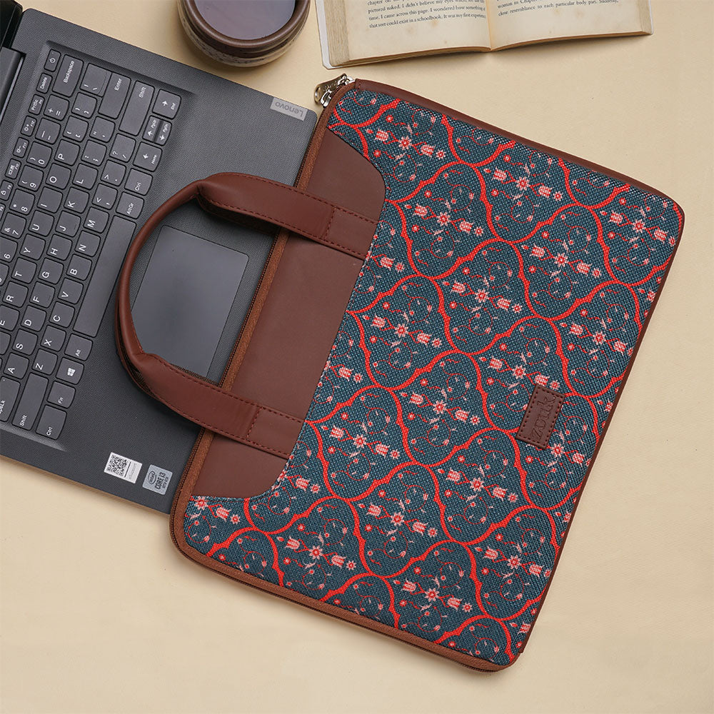 Sheesh Mahal Jaali Motif L-Zippered Laptop Sleeve