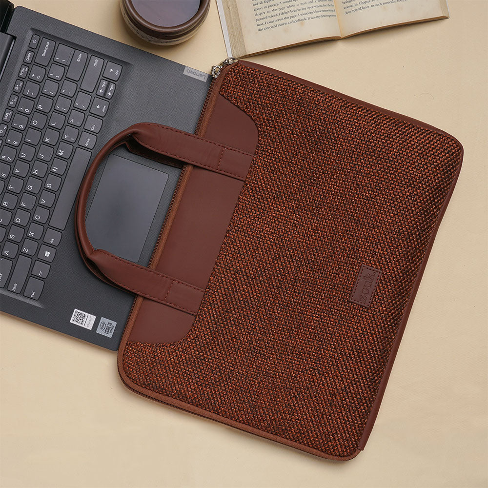 Brown Metal L-Zippered Laptop Sleeve