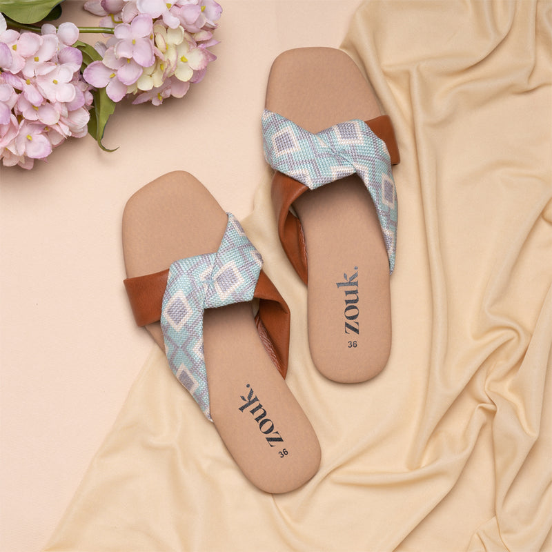 womens floral sliders